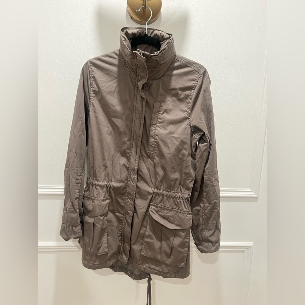 James Perse Funnel-Neck Taupe Military Field Jacket